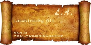 Latosinszky Ali névjegykártya
